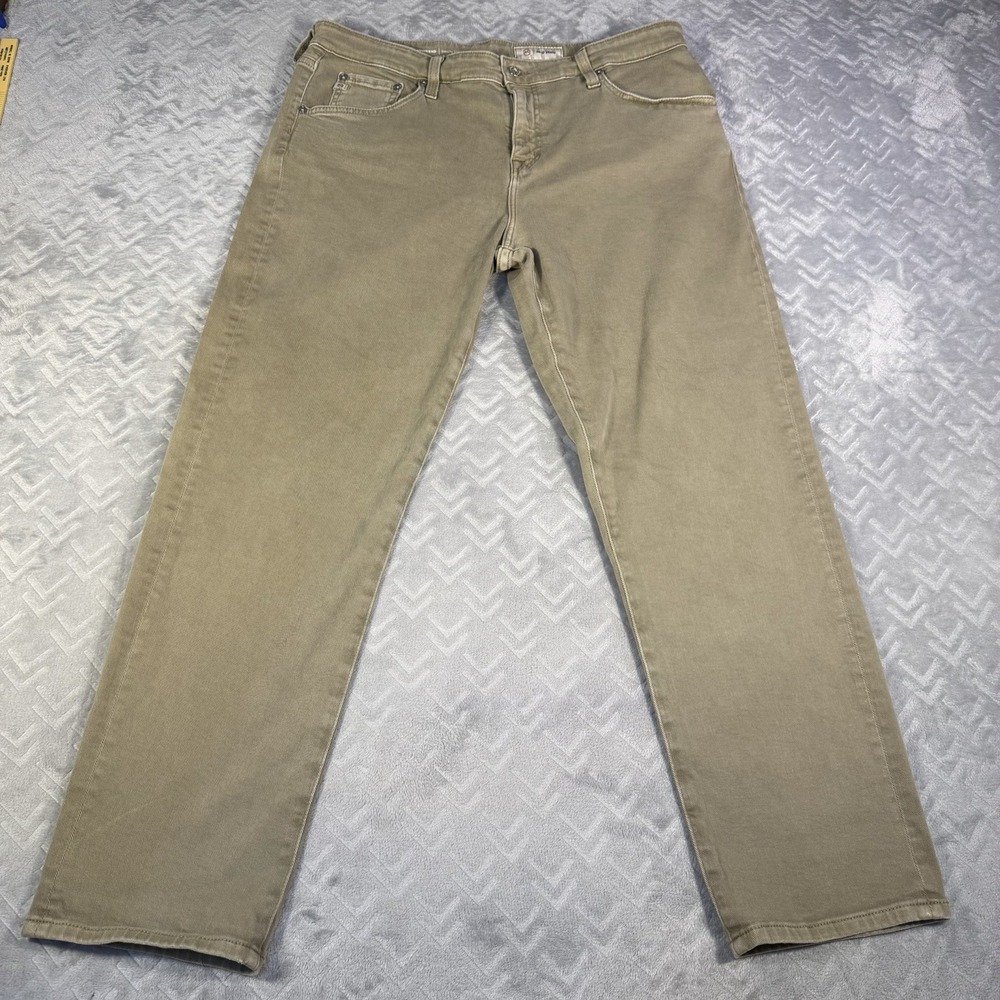 AG Aged Denim Jeans Ex-Boyfriend Slouchy Slim Size 32 Green Khaki Denim Pants